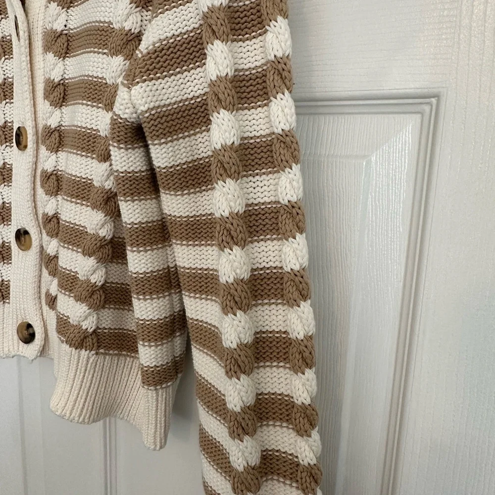 Ann Taylor Striped Cable Sweater - size L & NWT - Picture 8 of 9